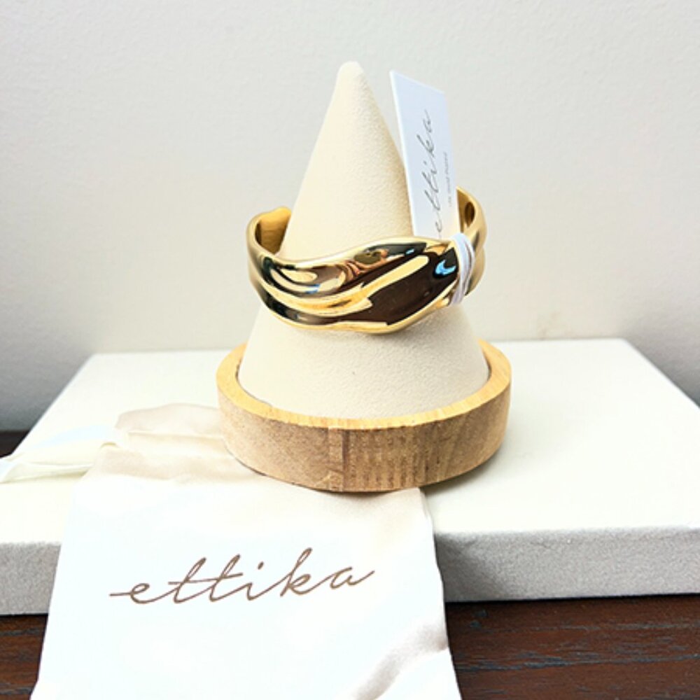 Ettika | Gold Sculptural Bracelet “The Wavy Days Cuff Bracelet”  NWT